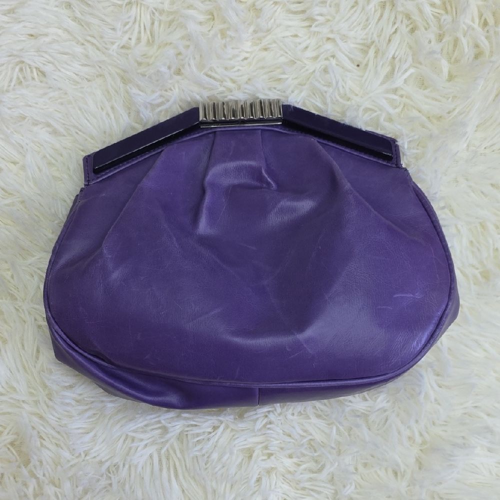 JOHN WANAMAKER ITALY GLOSSY LEATHER TOP FRAME SHOULDER BAG VTG 1980's